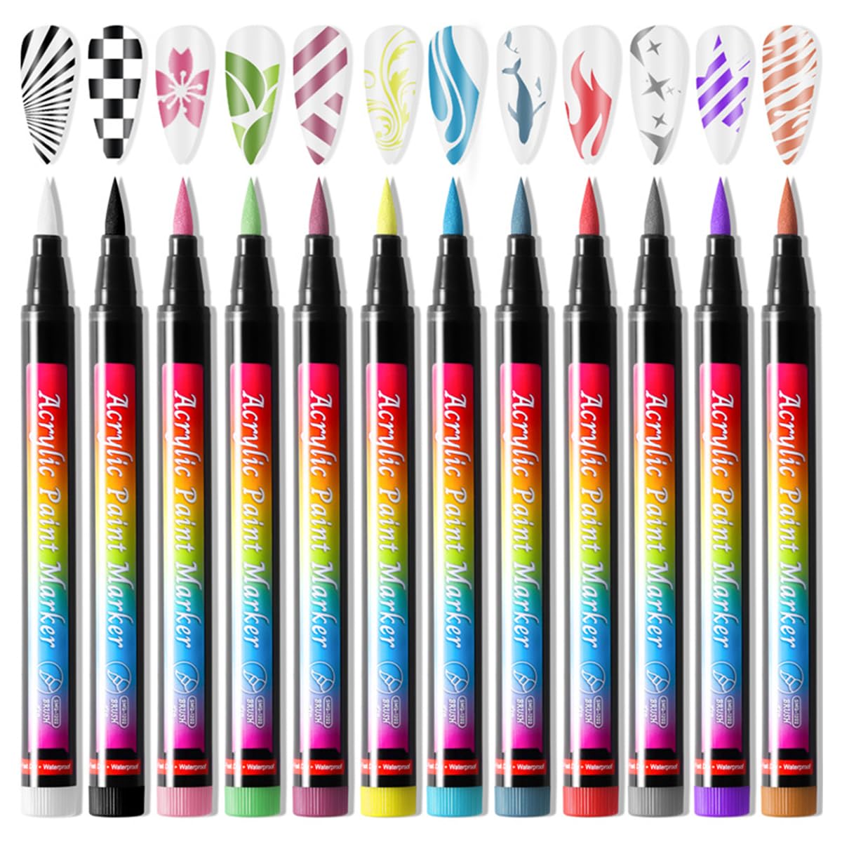 Nail Art Pen 12 Color Kit Black White Red Hot Painting Nail Color Air Dry Quick DIY Nail Design Nail Art Pens
