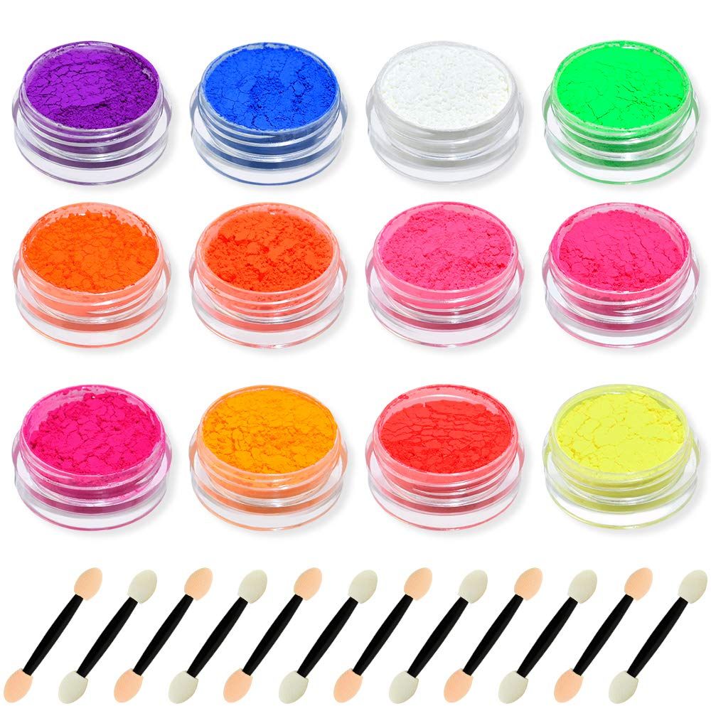 twelve neon pigment jars with brushes - 4