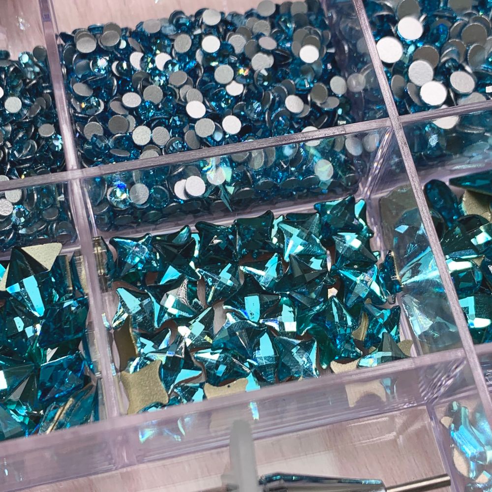 turquoise rhinestone nail kit organizer - 6