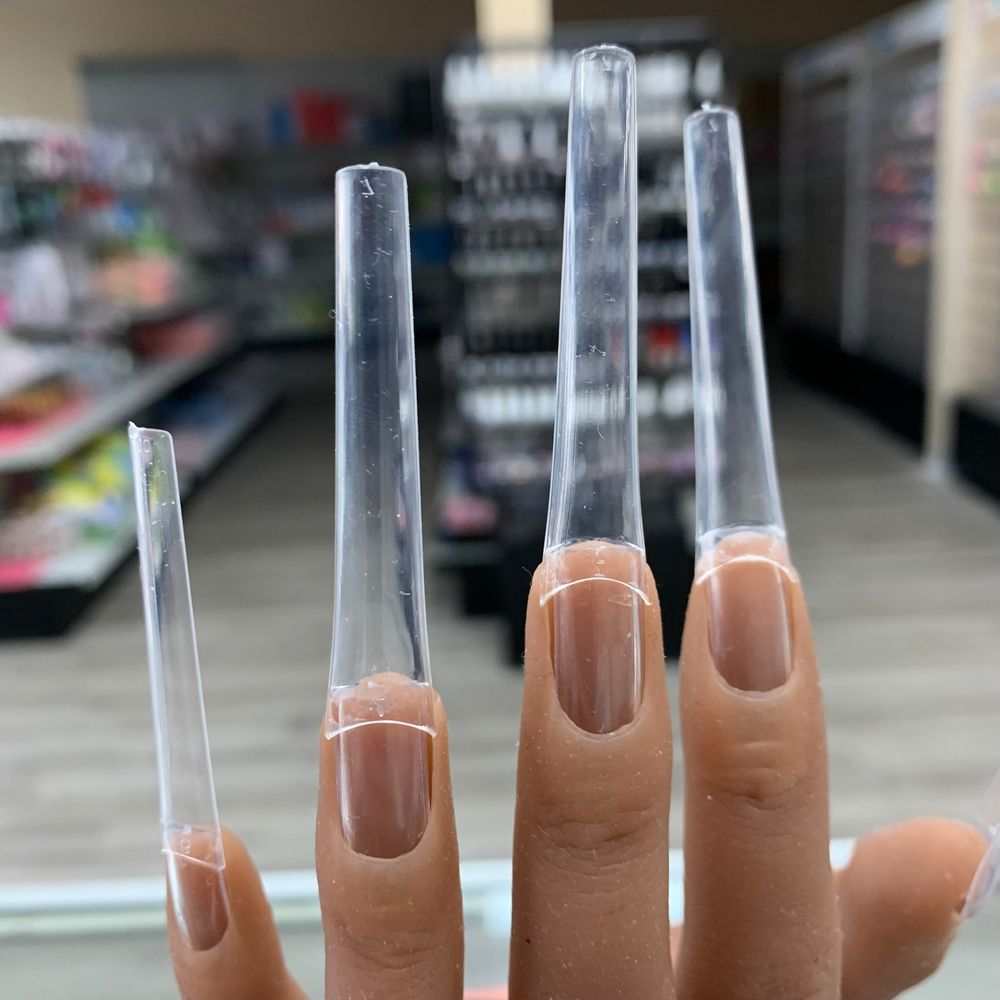 Clear long coffin nail tips box - 2