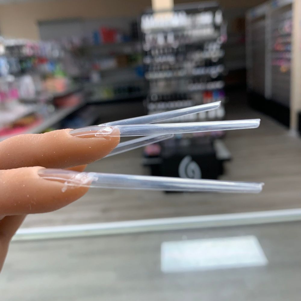Clear long coffin nail tips box - 3
