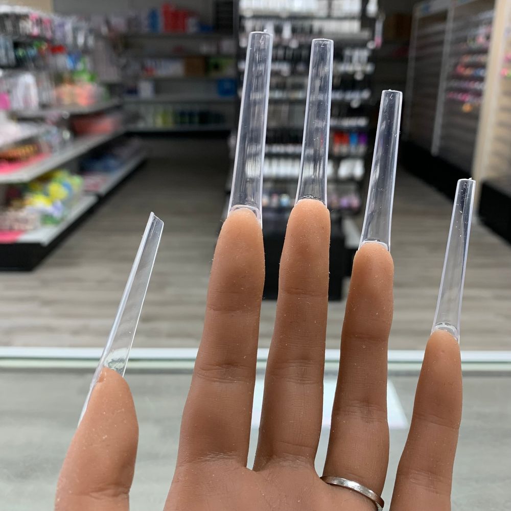 Clear long coffin nail tips box - 4