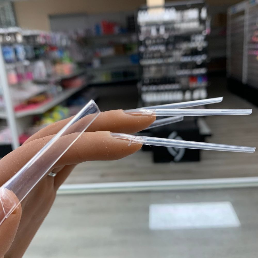 Clear long coffin nail tips box - 6